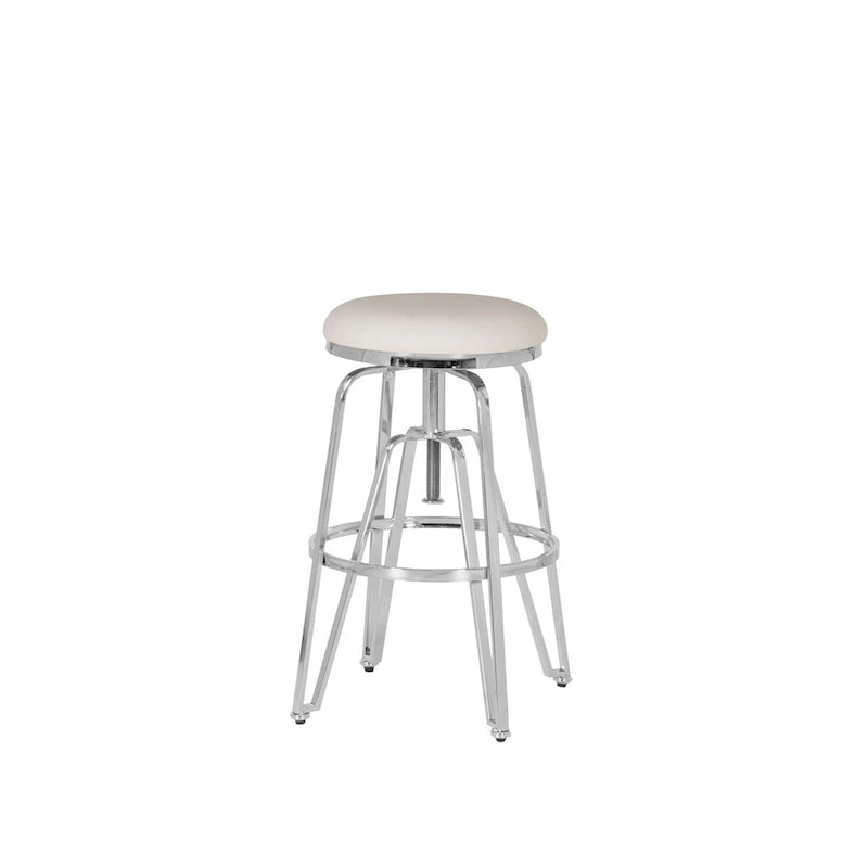 Metal and Faux Leather Adjustable Backless Stool