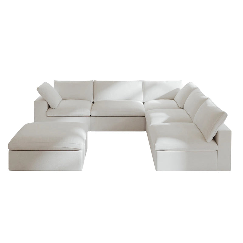 Down Filled Corner Sectional Sofa 5-seats Couch with Ottoman
