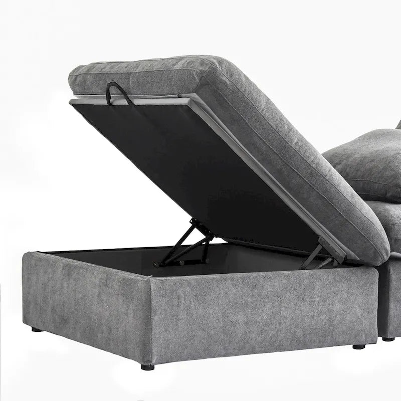 Down Filled Corner Sectional Sofa 5-seats Couch with Ottoman