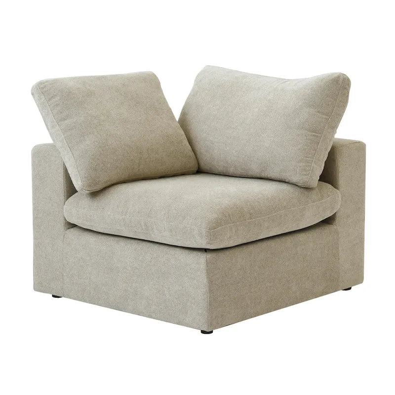 Down Filled Corner Sectional Sofa 5-seats Couch with Ottoman