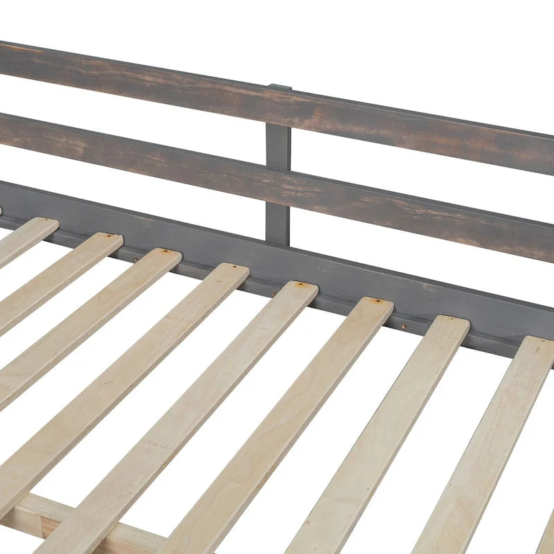 Full Size Loft Bed with U-shaped Desk, Drawers and Storage Shelves