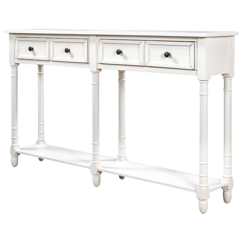 Console Table Sofa Table Easy Assembly with Two Storage Drawers and Bottom Shelf for Living Room, Entryway