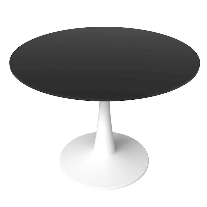 40 Round Dining Table for 4 with MDF Wood Tabletop in White Steel Base for Kitchen & Dining Room