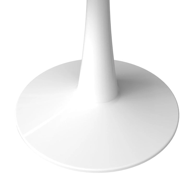 40 Round Dining Table for 4 with MDF Wood Tabletop in White Steel Base for Kitchen & Dining Room