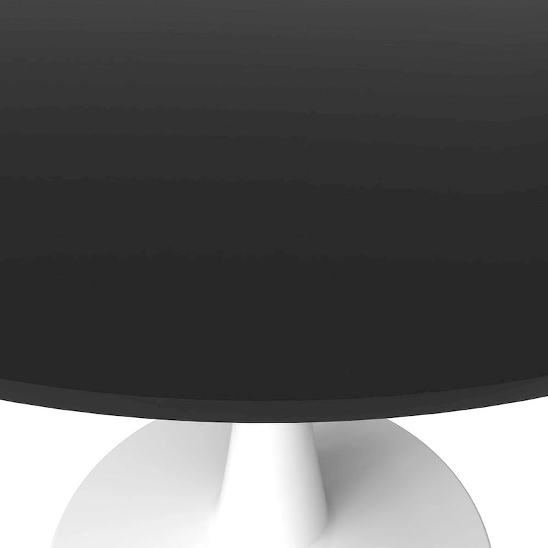 40 Round Dining Table for 4 with MDF Wood Tabletop in White Steel Base for Kitchen & Dining Room