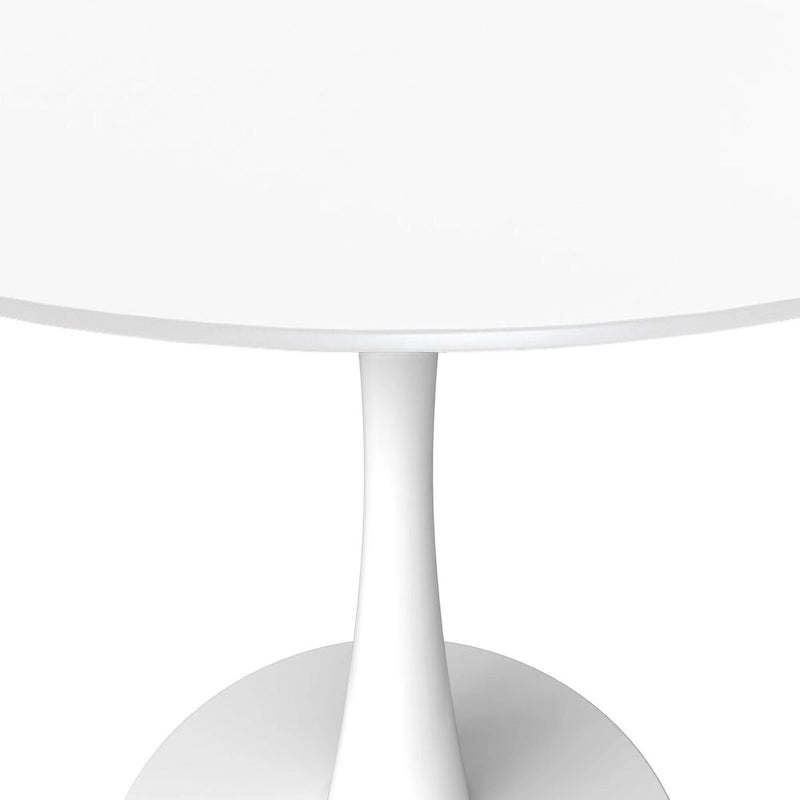 40 Round Dining Table for 4 with MDF Wood Tabletop in White Steel Base for Kitchen & Dining Room