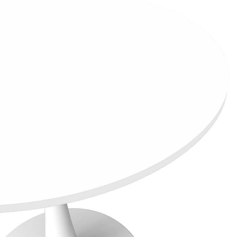 40 Round Dining Table for 4 with MDF Wood Tabletop in White Steel Base for Kitchen & Dining Room
