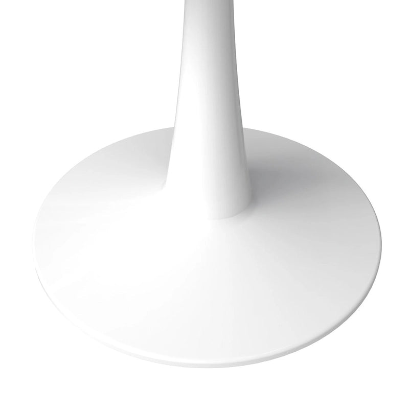 40 Round Dining Table for 4 with MDF Wood Tabletop in White Steel Base for Kitchen & Dining Room
